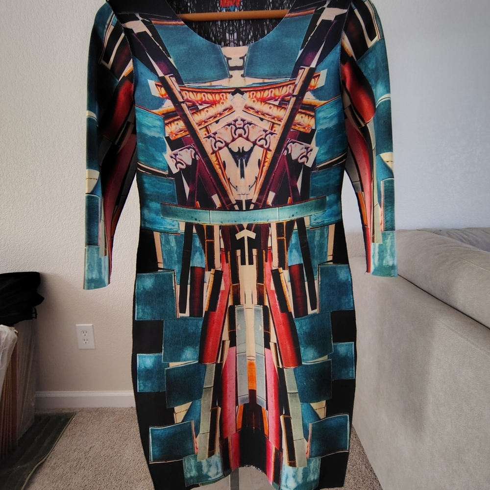 Animapop Abstract Art Print Dress Reversible Made In Italy Size Small